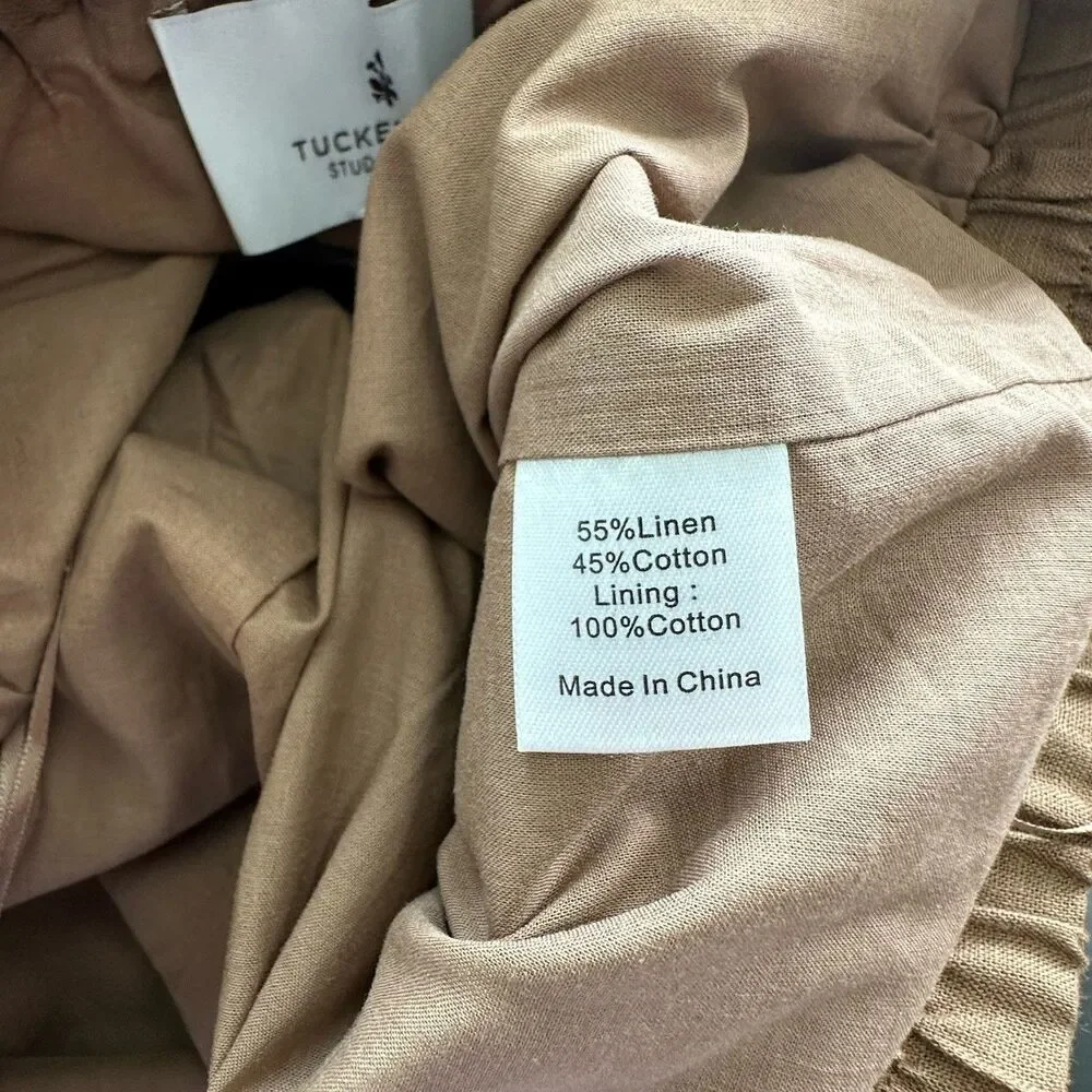 Tuckernuck x Studio McGee Augusta Shorts Sz M Linen Cotton Mocha NEW